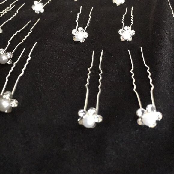 Pearl and Rhinestone Hair Pins - Picture 2 of 4